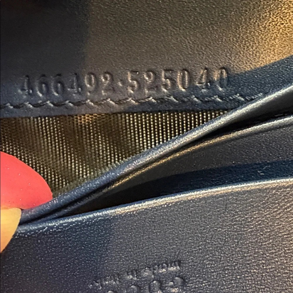 GUCCI Denim GG Marmont Floral Embroidered Compact Wallet - Picture 9 of 12